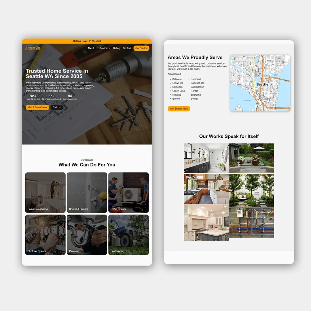 Andersons Construction Website preview
